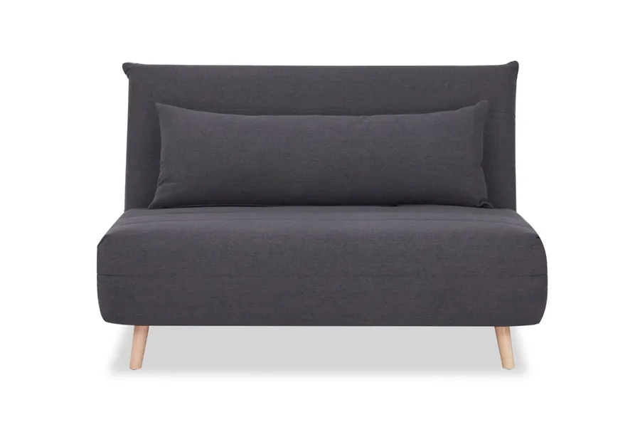 Bishop Modern 2 Seat Sofa Bed, Dark Grey Fabric, by Lounge Lovers