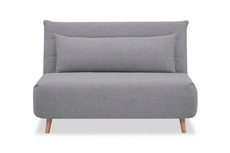 Bishop Modern 2 Seat Sofa Bed, Light Grey Fabric, by Lounge Lovers