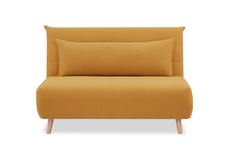 Bishop Modern 2 Seat Sofa Bed, Yellow Fabric, by Lounge Lovers