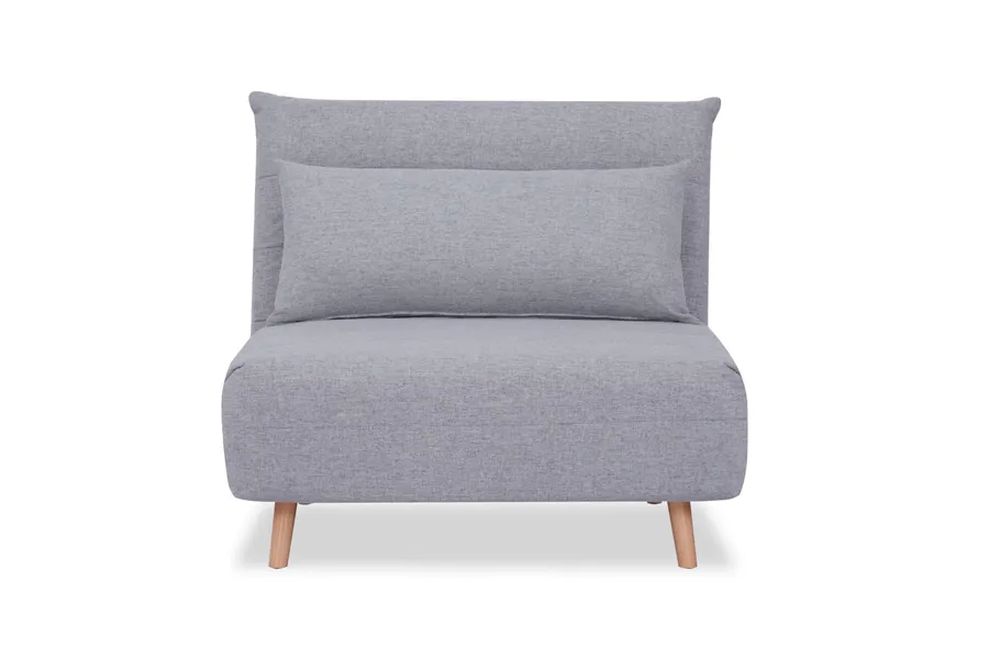 Bishop Modern Armchair Sofa Bed, Light Grey Fabric, by Lounge Lovers