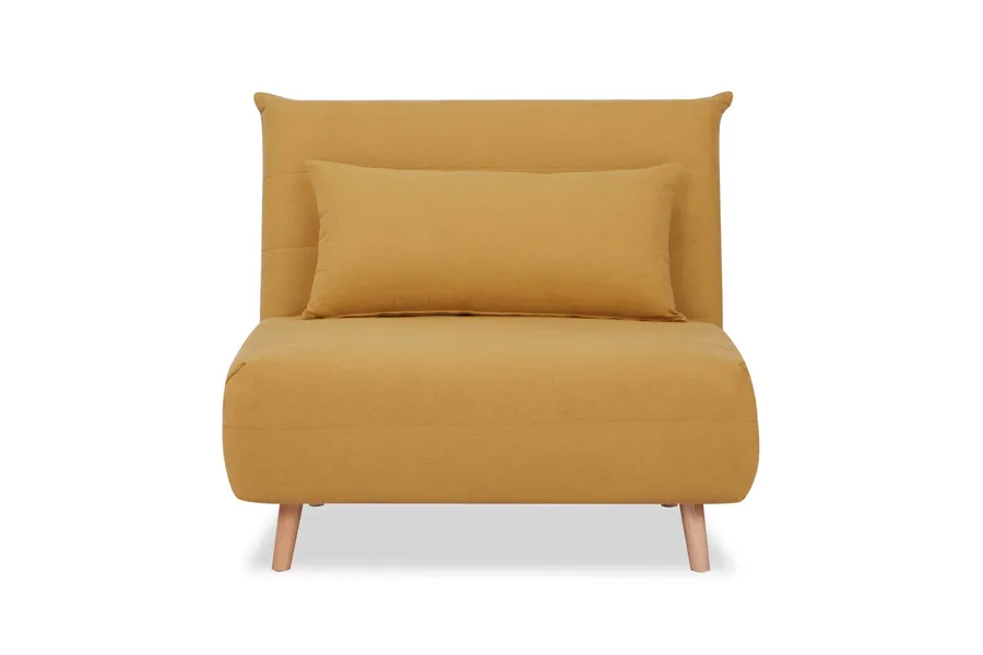 Bishop Modern Armchair Sofa Bed, Yellow Fabric, by Lounge Lovers