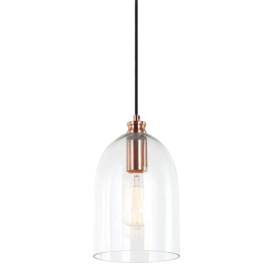 Willow Dome Glass Pendant Light - Copper