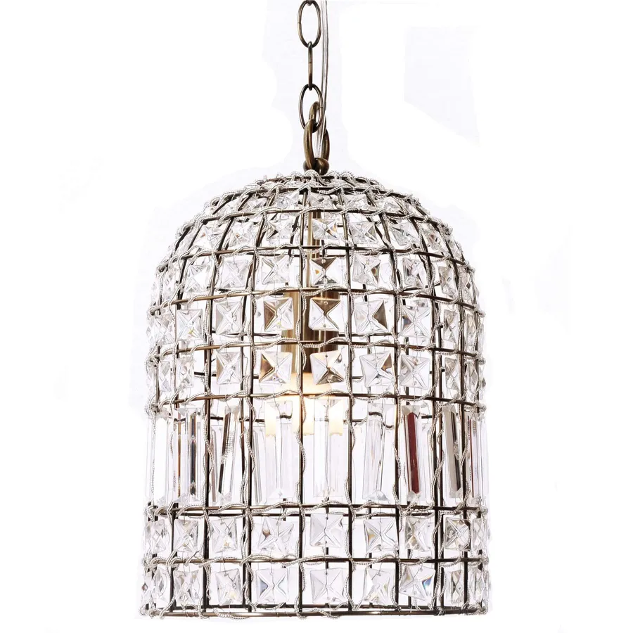 Whitney Dome Glass Crystal Chandelier - Brass
