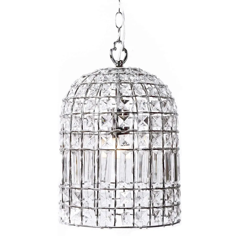 Whitney Dome Glass Crystal Chandelier - Chrome