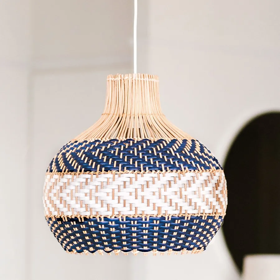Bondi Blue Rattan Pendant Light