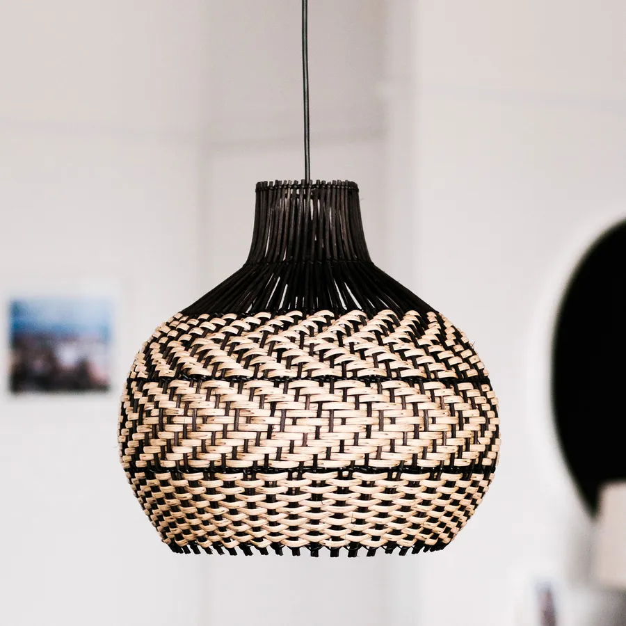 Bondi Black Rattan Pendant Light