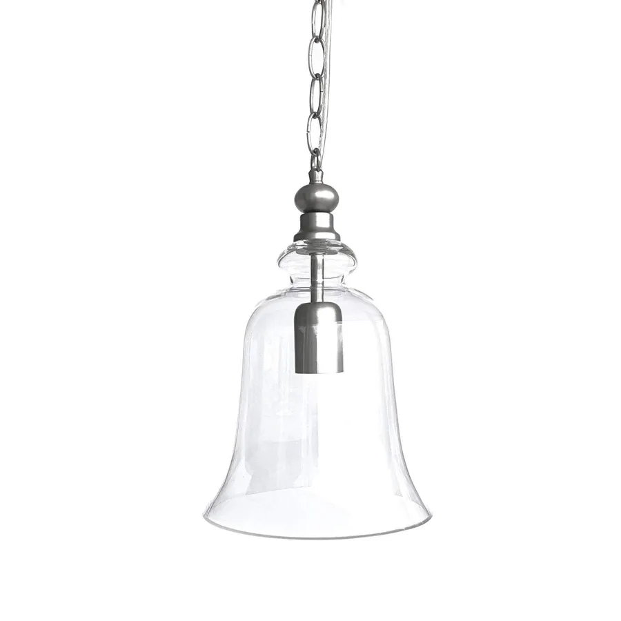 Gracie Glass Bell Shape Pendant Light - Matt Silver