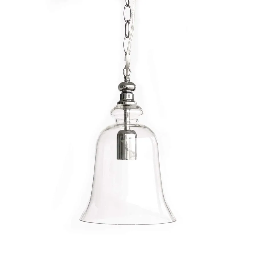 Gracie Glass Bell Shape Pendant Light - Polished Chrome