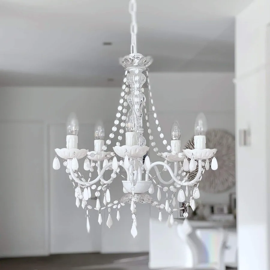 Cassie Chandelier 5 Light - White Crystals