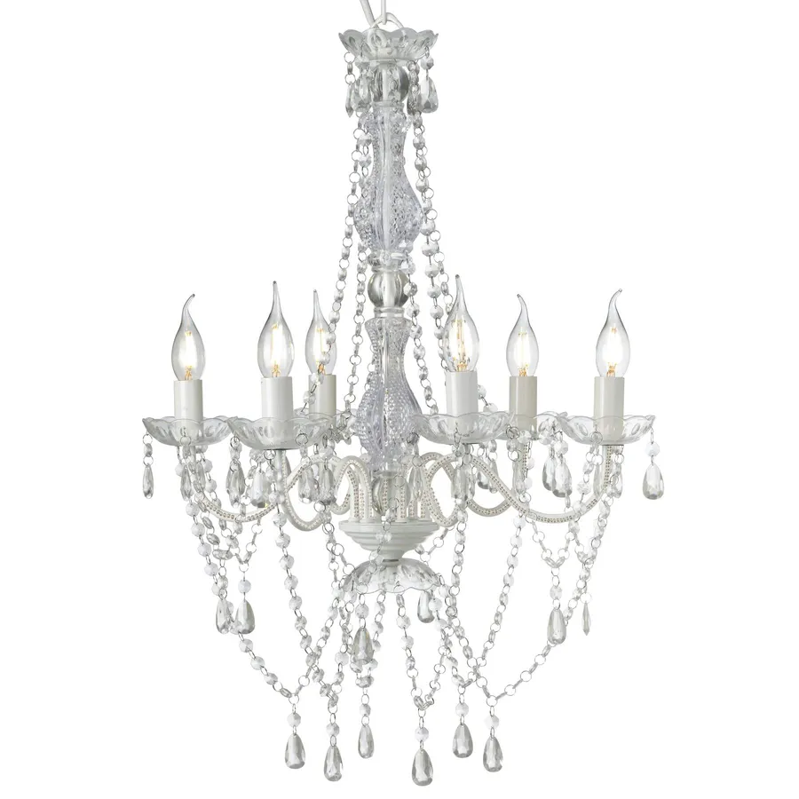 Romance Chandelier 6 Light - White