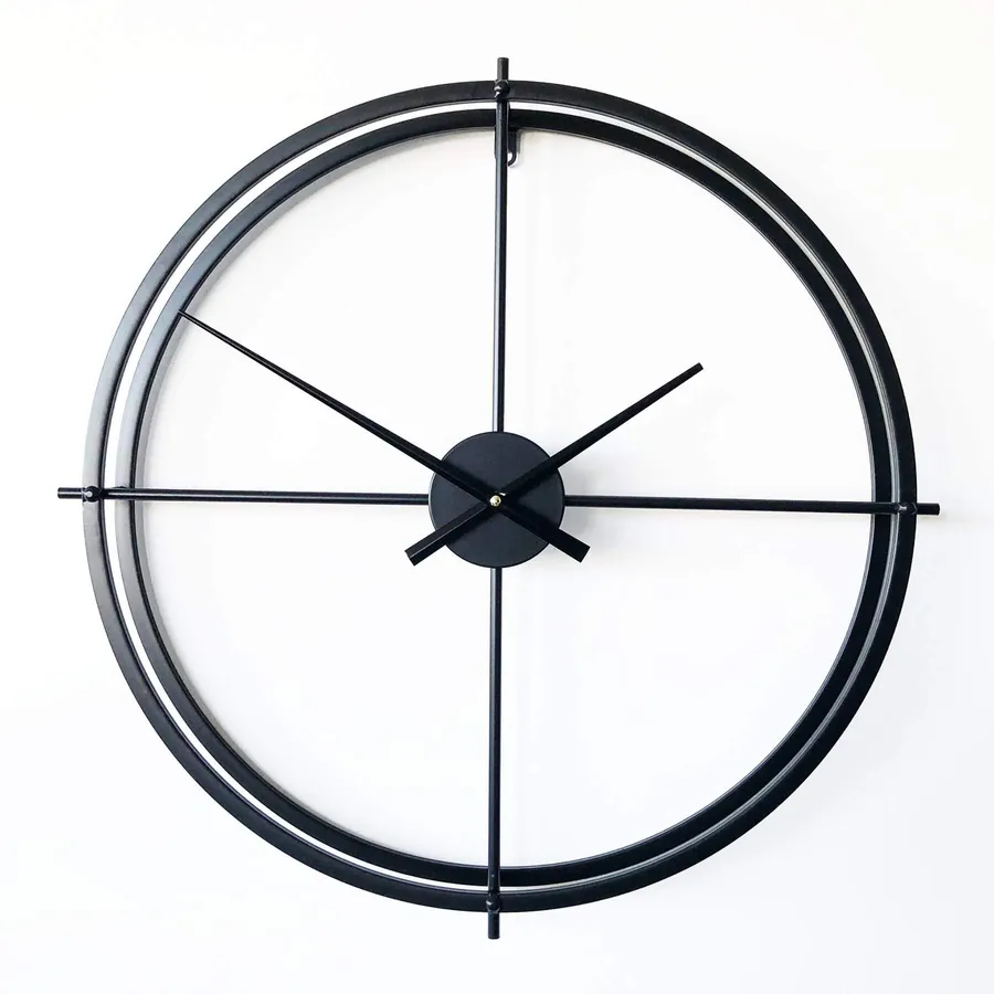 Large Metal Wall Clock - Lincoln Black