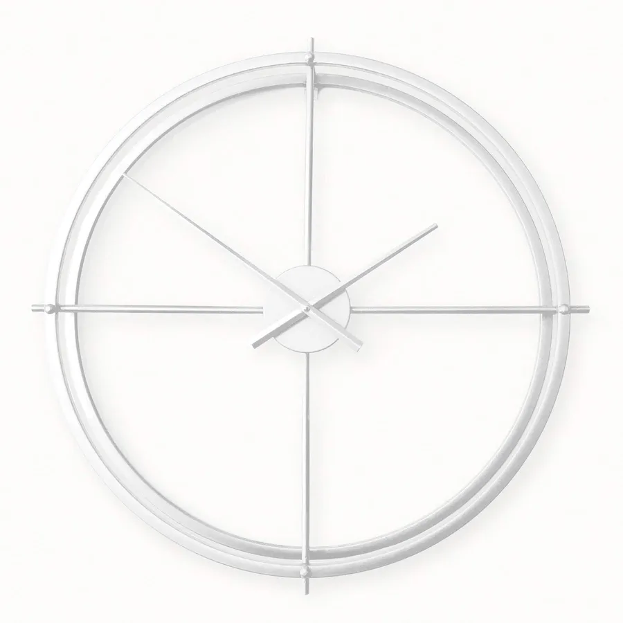Large Metal Wall Clock - Lincoln White