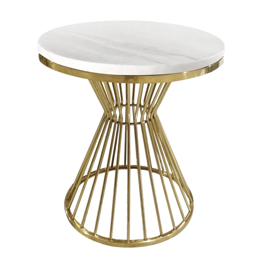 Harper Side Table - White Marble And Gold