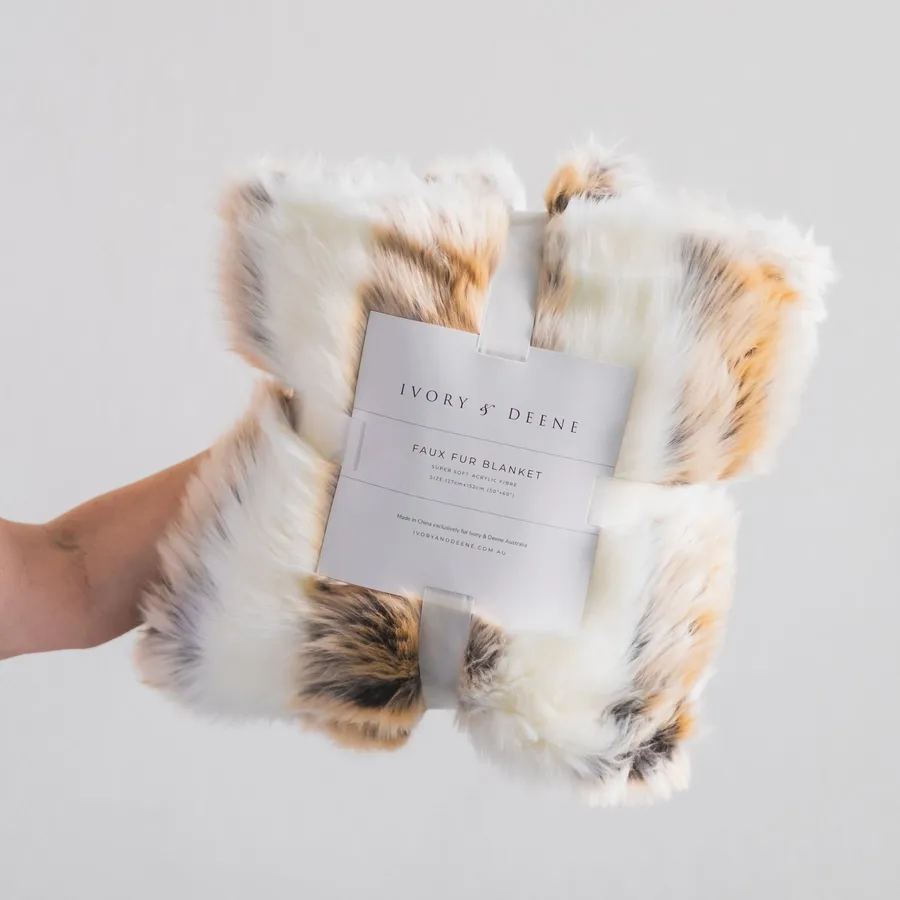 Luxury Earth Tones Faux Fur Throw Blanket - Minky