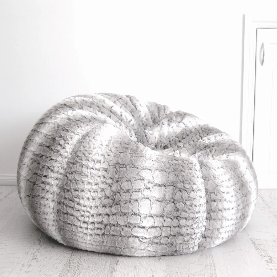 Husky Fur Bean Bag - Silver Grey