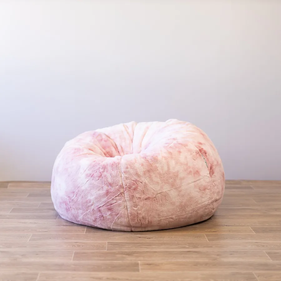 Marble Pink Plush Fur Bean Bag