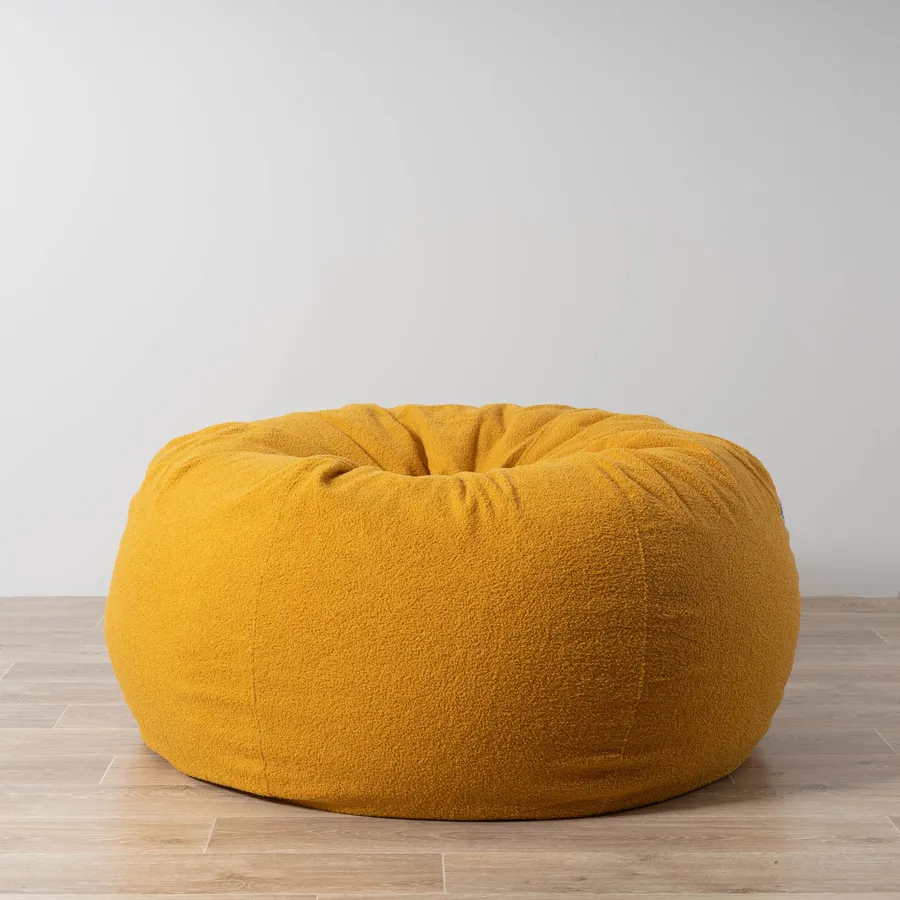 Boucle Fur Bean Bag - Mustard