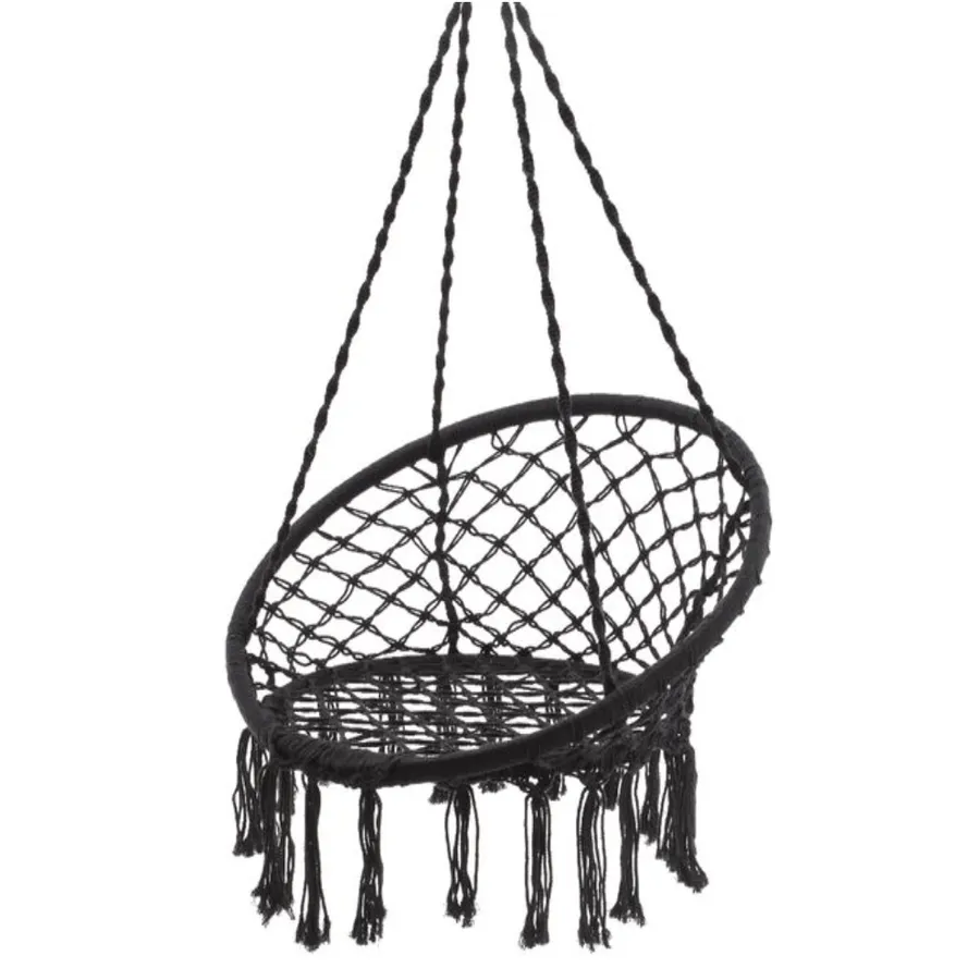 Madrid Macrame Hanging Chair Swing - Black