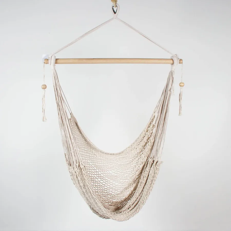 Macrame Hanging Hammock Chair - Havana Cream