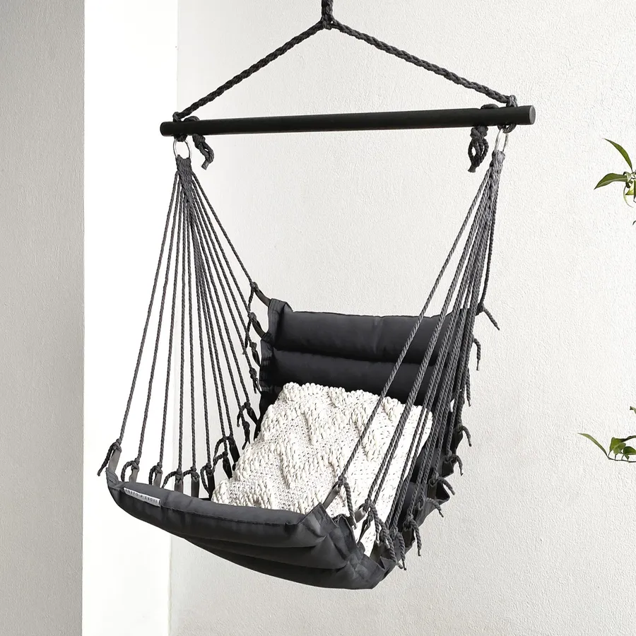 Padded Hanging Hammock Chair - Charcoal
