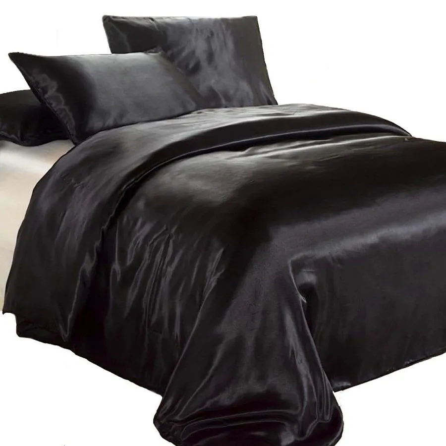 Satin Quilt Cover - Luxury Black