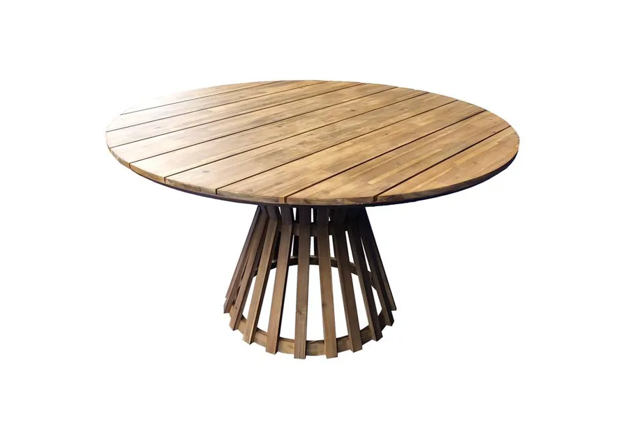 Renzo 1.35m Round Outdoor Dining Table - Light Natural Acacia by Interior Secrets - AfterPay Available