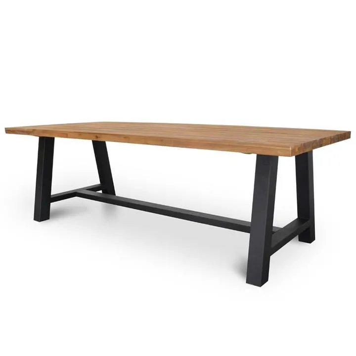 Ellis 2.5m Outdoor Dining Table - Natural Top and White Base by Interior Secrets - AfterPay Available