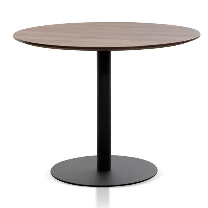 Scope Round Office Meeting Table - Walnut with Black Base by Interior Secrets - AfterPay Available
