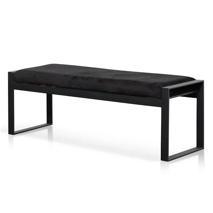 Carson Black Velvet Ottoman - Black Base by Interior Secrets - AfterPay Available