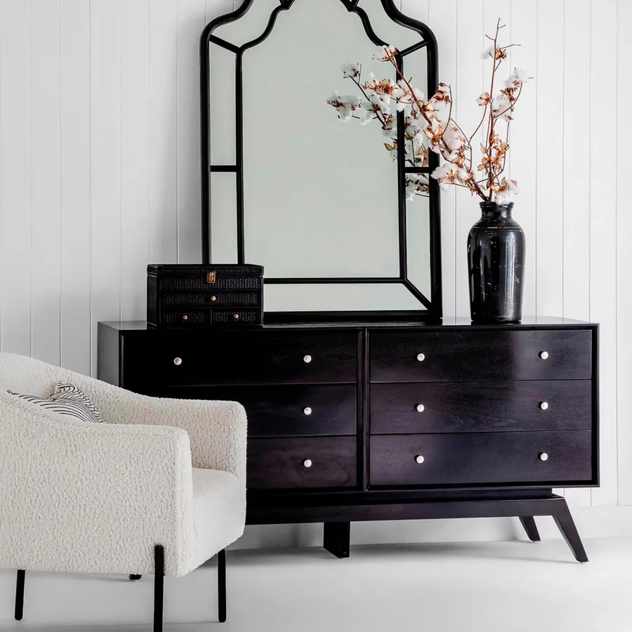 Sari 6 Drawer 162cm Buffet in Black