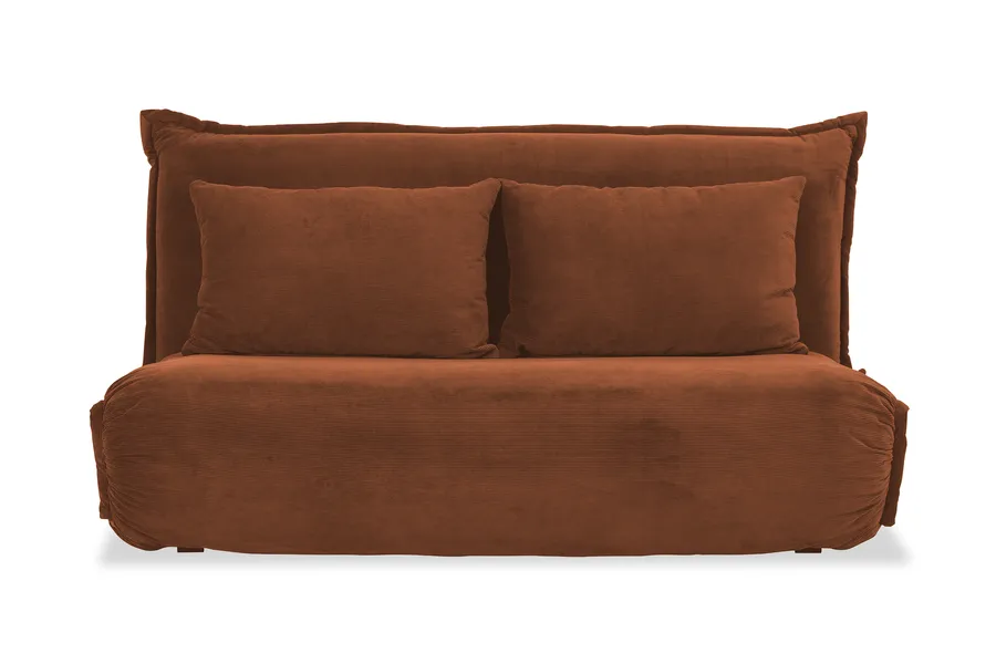 Happy Modern 2 Seat Sofa Bed, Orange Fabric, by Lounge Lovers