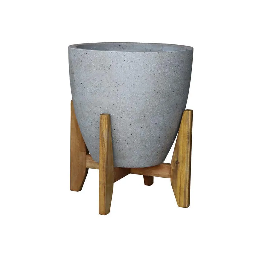 Cement Egg Pot with Stand 28cm