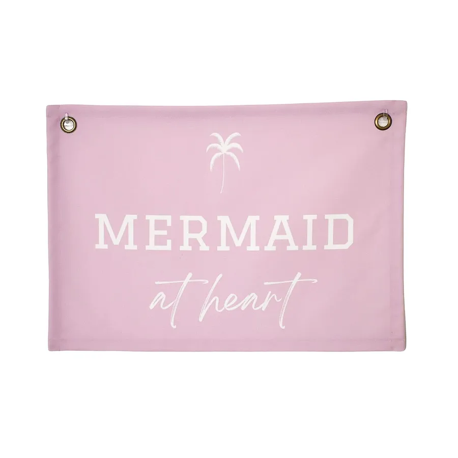 Mermaid At Heart Canvas Wall Flag