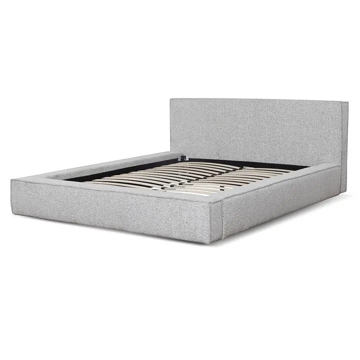 Castillo Queen Bed Frame - Cloudy Pepper Boucle by Interior Secrets - AfterPay Available
