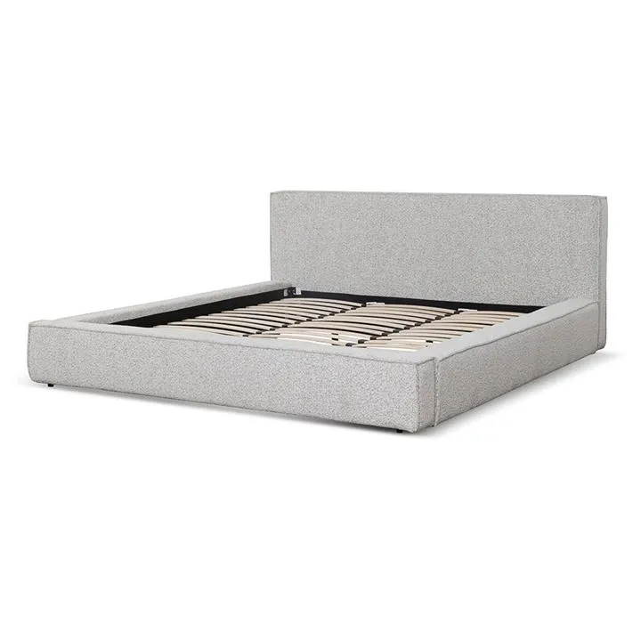 Castillo King Bed Frame - Cloudy Pepper Boucle by Interior Secrets - AfterPay Available
