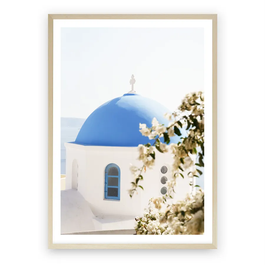 Santorini Blossom Photo Art Print