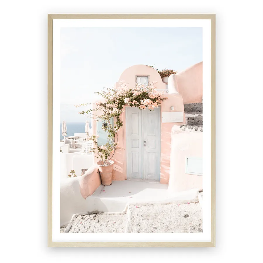 Santorini Pink House III Photo Art Print