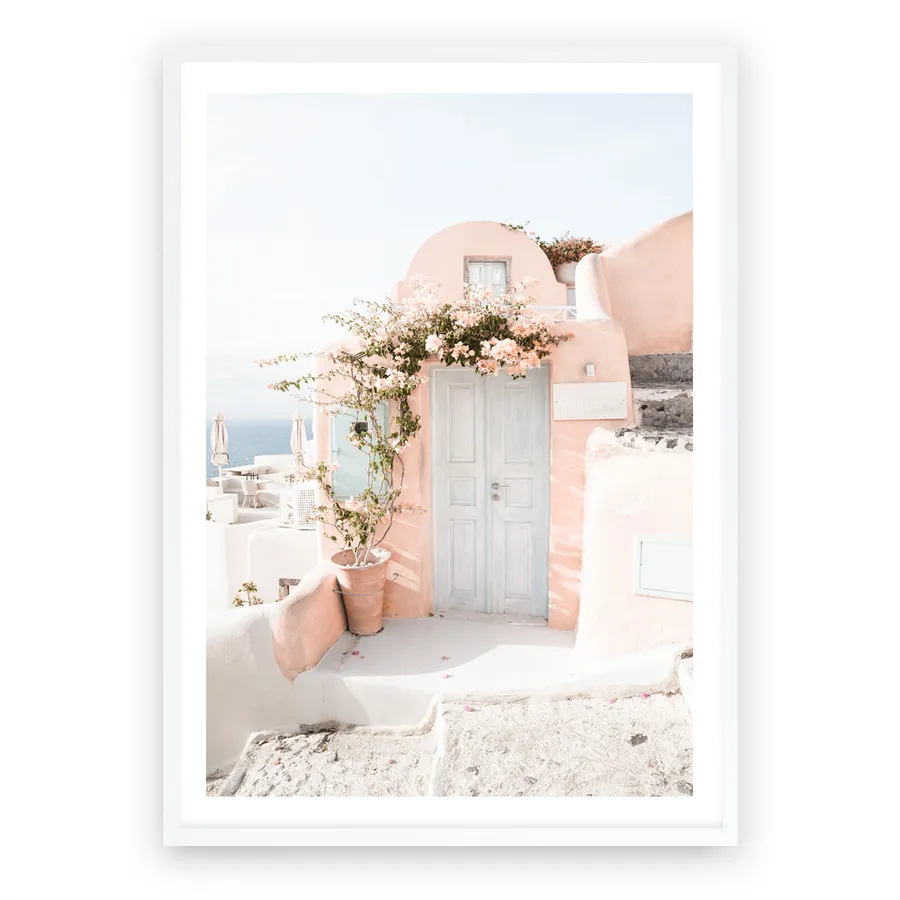 Santorini Pink House III Photo Art Print