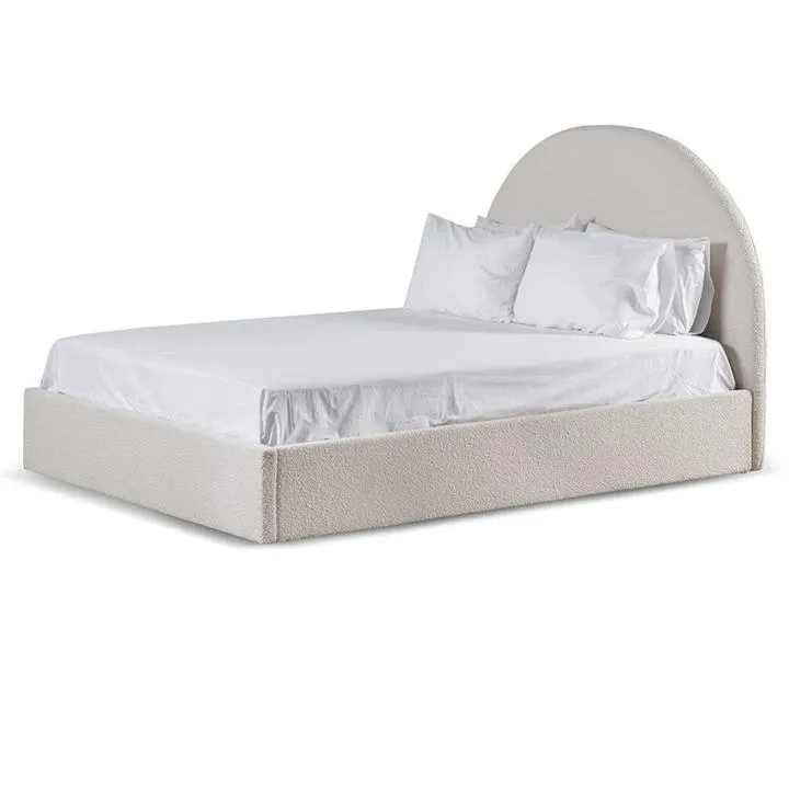 Antonia Queen Bed Frame - Antique White Boucle with Storage by Interior Secrets - AfterPay Available