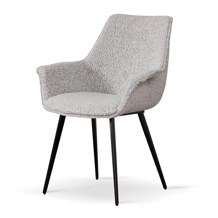 Set of 2 - Nola Fabric Dining Chair - Moonlit Pepper Boucle by Interior Secrets - AfterPay Available