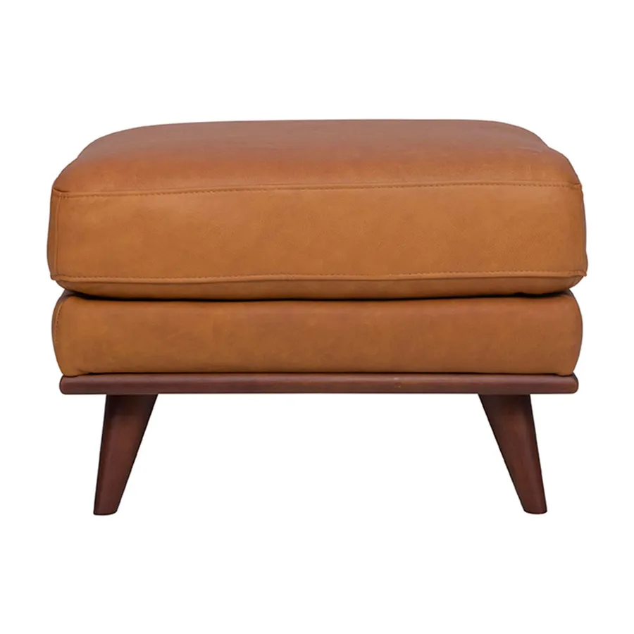 Astrid Ottoman in Leather Russet / Brown Leg