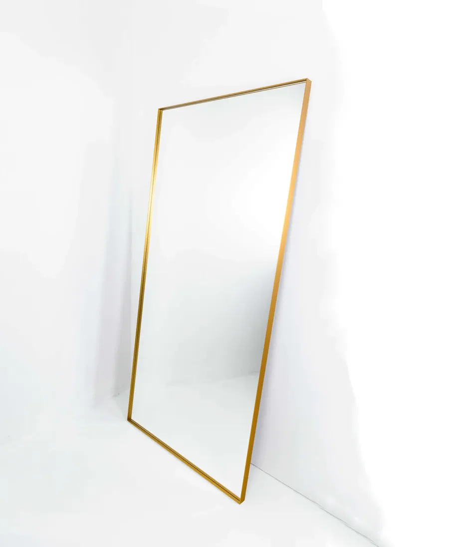 Luxe London Brushed Brass Standing or Wall Hung Bathroom Mirror - (1500 or 1800mm) 1500mm x 500mm