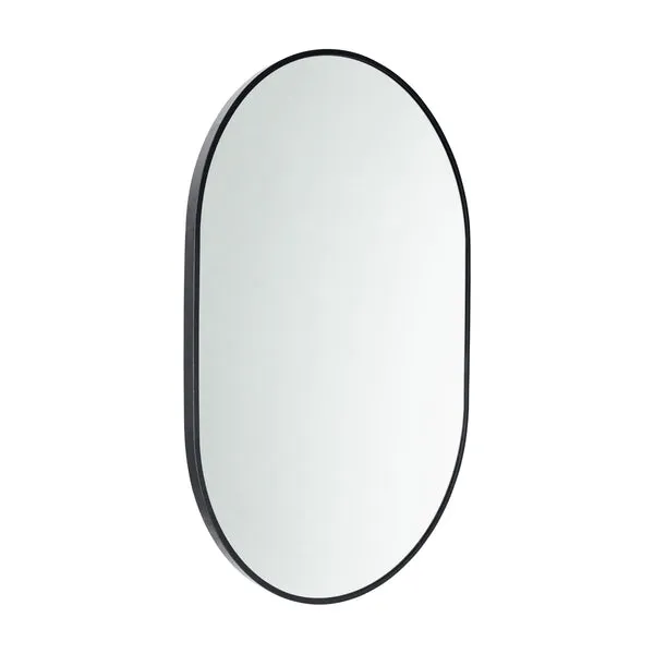Luxe Sofia Oblong Matt Black Metal Frame Bathroom Mirror - 80cmx50cm