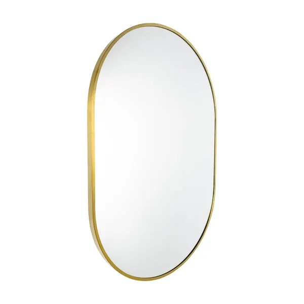 Luxe Sofia Oblong Brushed Brass Metal Frame Bathroom Mirror - 80cmx50cm