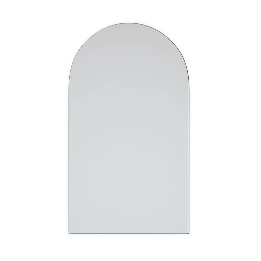 Arched White Metal Framed Bathroom Mirror - 96cm x 56cm