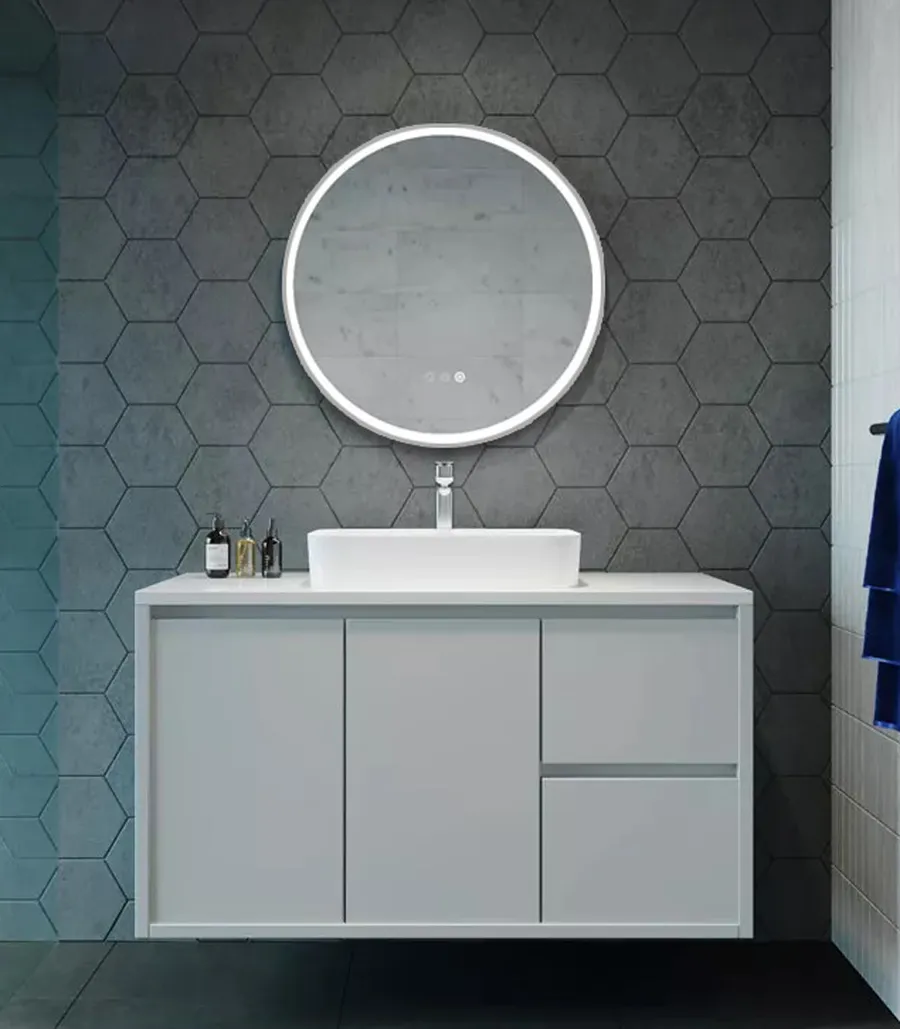 Sphere Brushed Nickel Framed Round LED Mirror - 60cm / 80cm None 600mm / 60cm Diameter