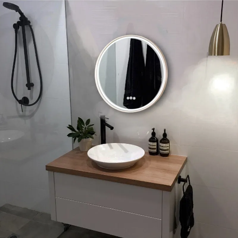 Sphere Gold Brushed Brass Framed Round LED Mirror - 60cm / 80cm 600mm None
