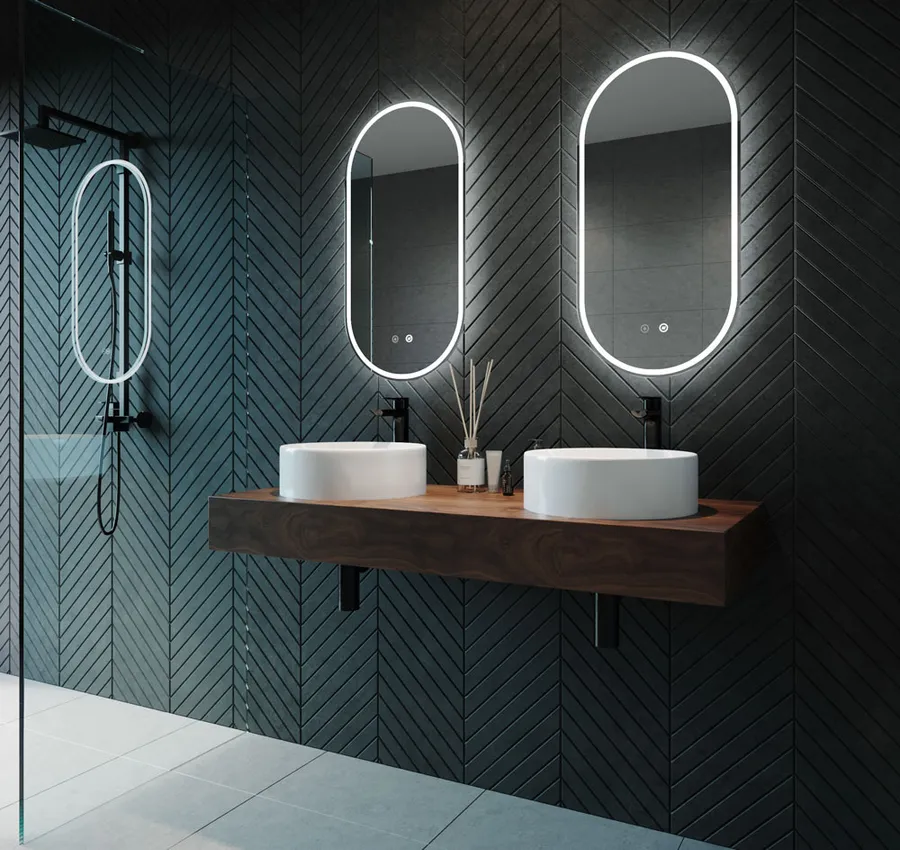 Gatsby Pill Shaped LED Mirror 90cmx45cm or 120cmx45cm Gatsby 900x450mm