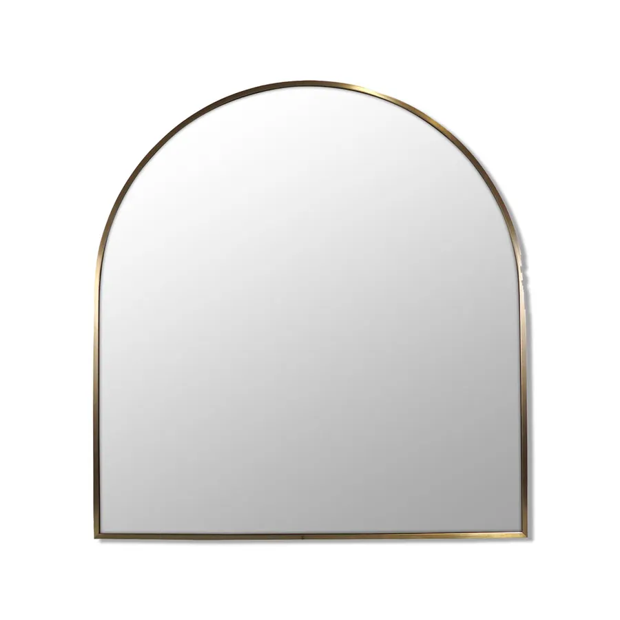 Arch Gold Brass Metal Framed Bathroom Mirror - 80cm x 76cm