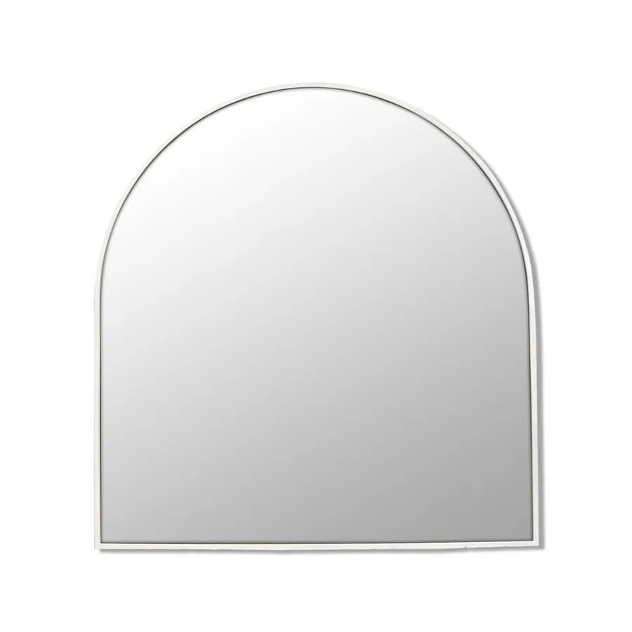 Arched White Metal Framed Bathroom Mirror - 80cm x 76cm